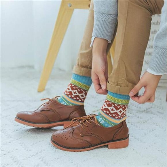 5Pack Womens Vintage Winter Soft Warm Thick Cold Knit Wool Crew Socks - Picture 5 of 6